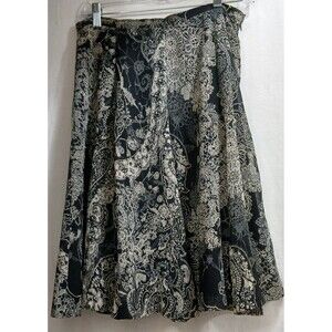 Liz&Co. Skirt Women’s Size 6 Small Black Cream Boho Gore Lined EUC Note